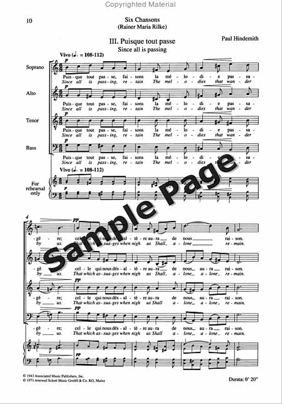 6 Chansons (Complete) 6 Chansons (Complete) 4-Part scores gallery preview page 10