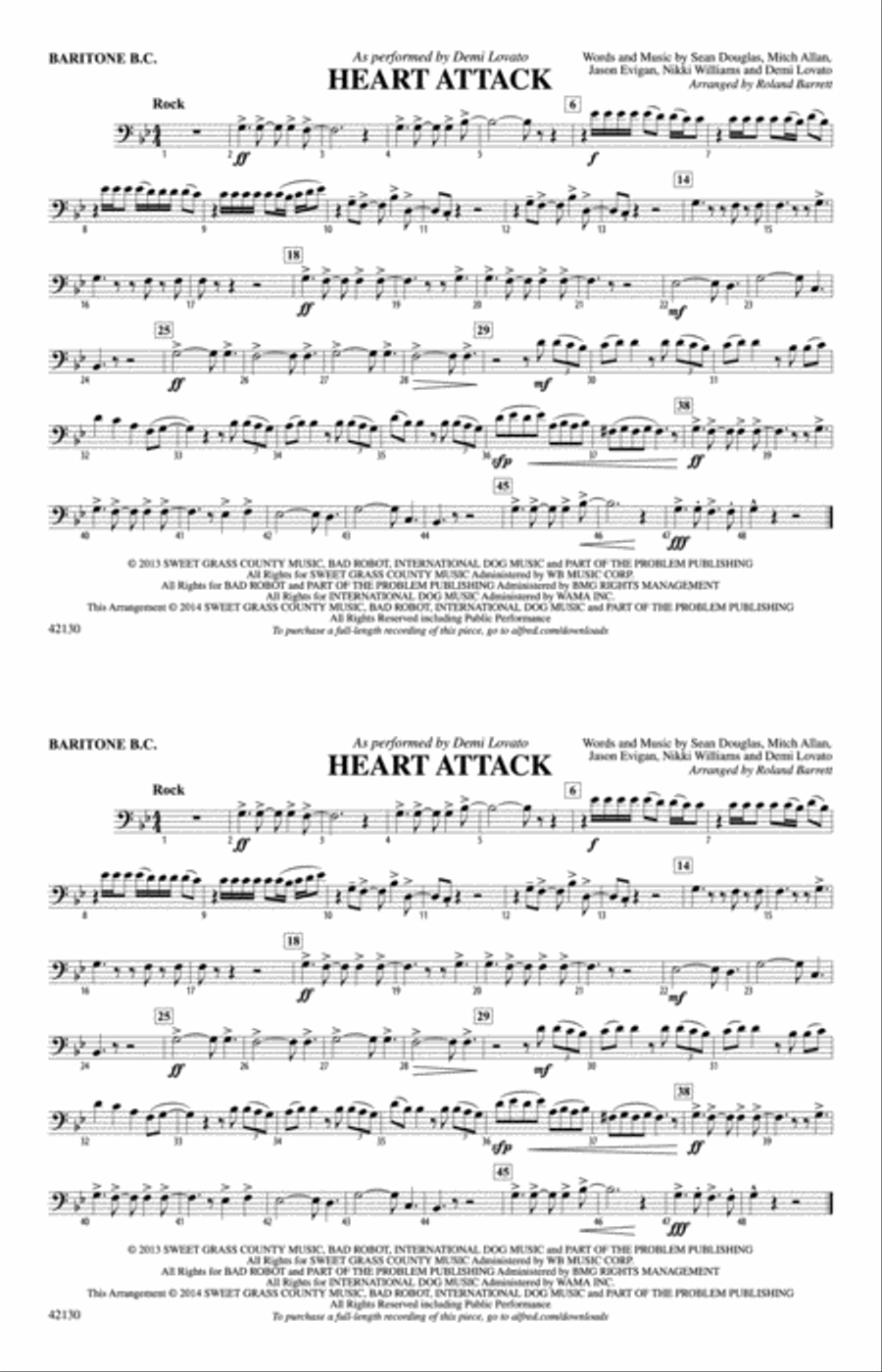 Heart Attack: Baritone B.C. Marching Band scores gallery preview page 1