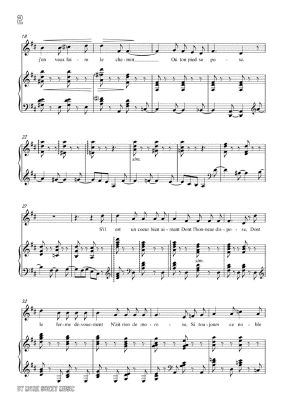 Franck-S'il est un charmant gazon in D Major,for voice and piano Voice Solo scores gallery preview page 4