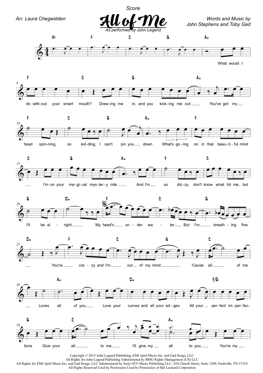 All Of Me Piano scores gallery preview page 1