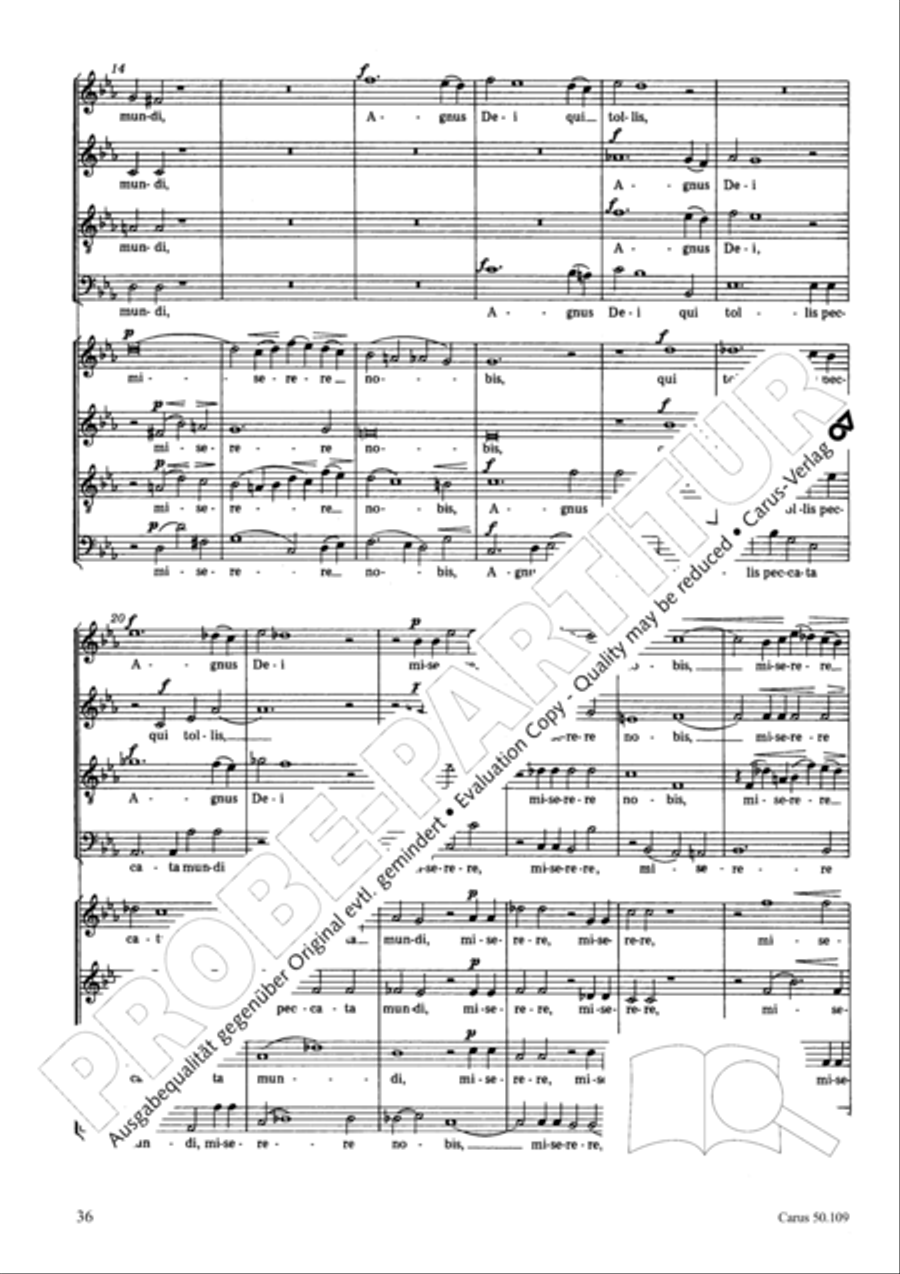 Mass in E flat major (Messe in Es) 4-Part scores gallery preview page 37