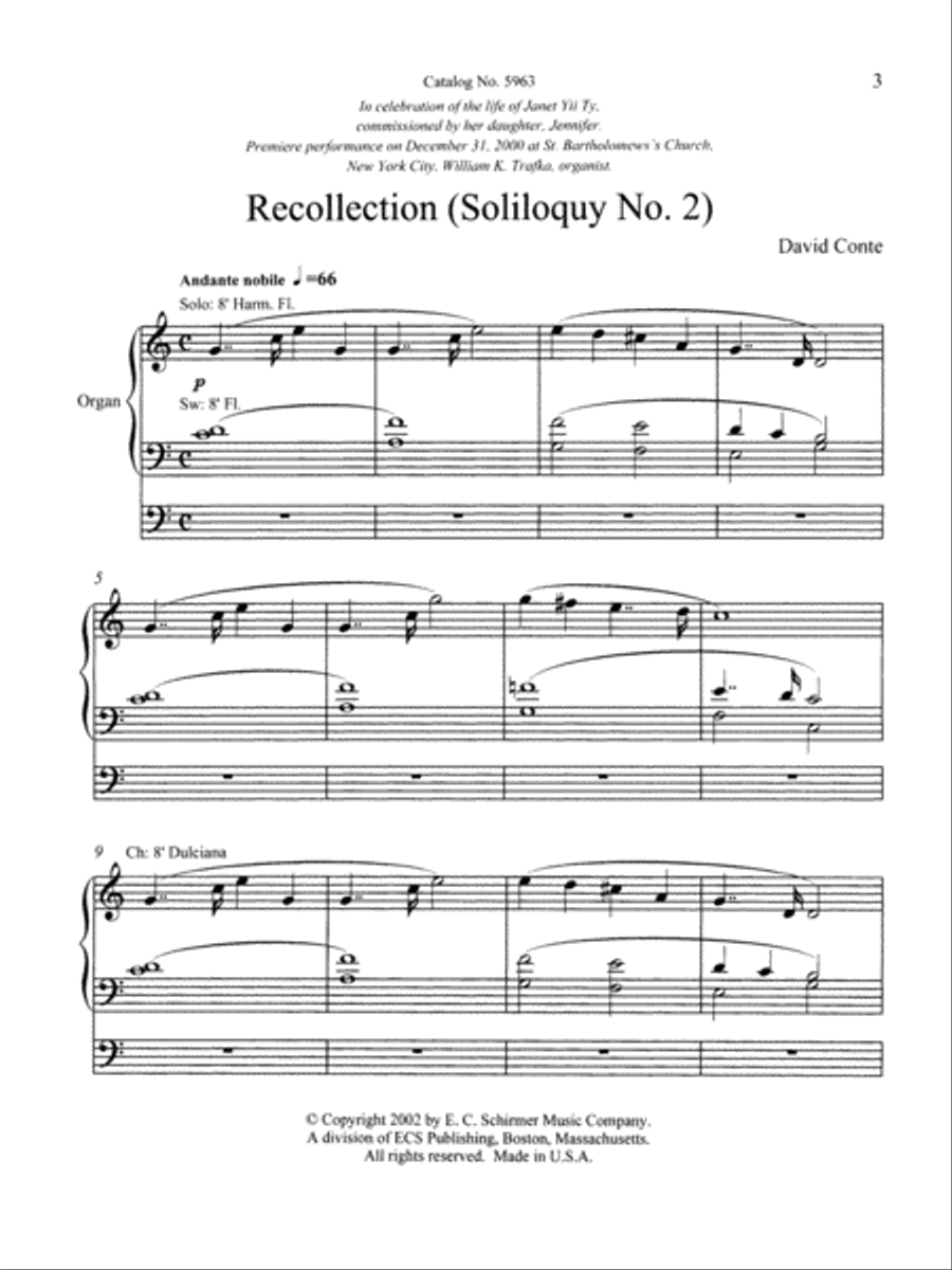Recollection (Soliloquy No. 2) Organ scores gallery preview page 2