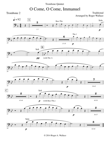 O Come, O Come, Immanuel (Emmanuel) - Trombone Quintet image number null