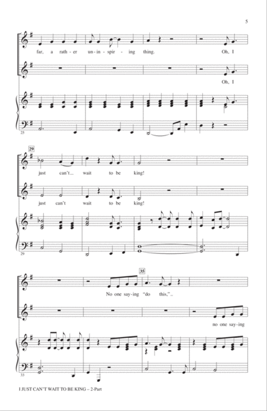 I Just Can't Wait To Be King (arr. Jill Galina) (from The Lion King) 2-Part scores gallery preview page 3