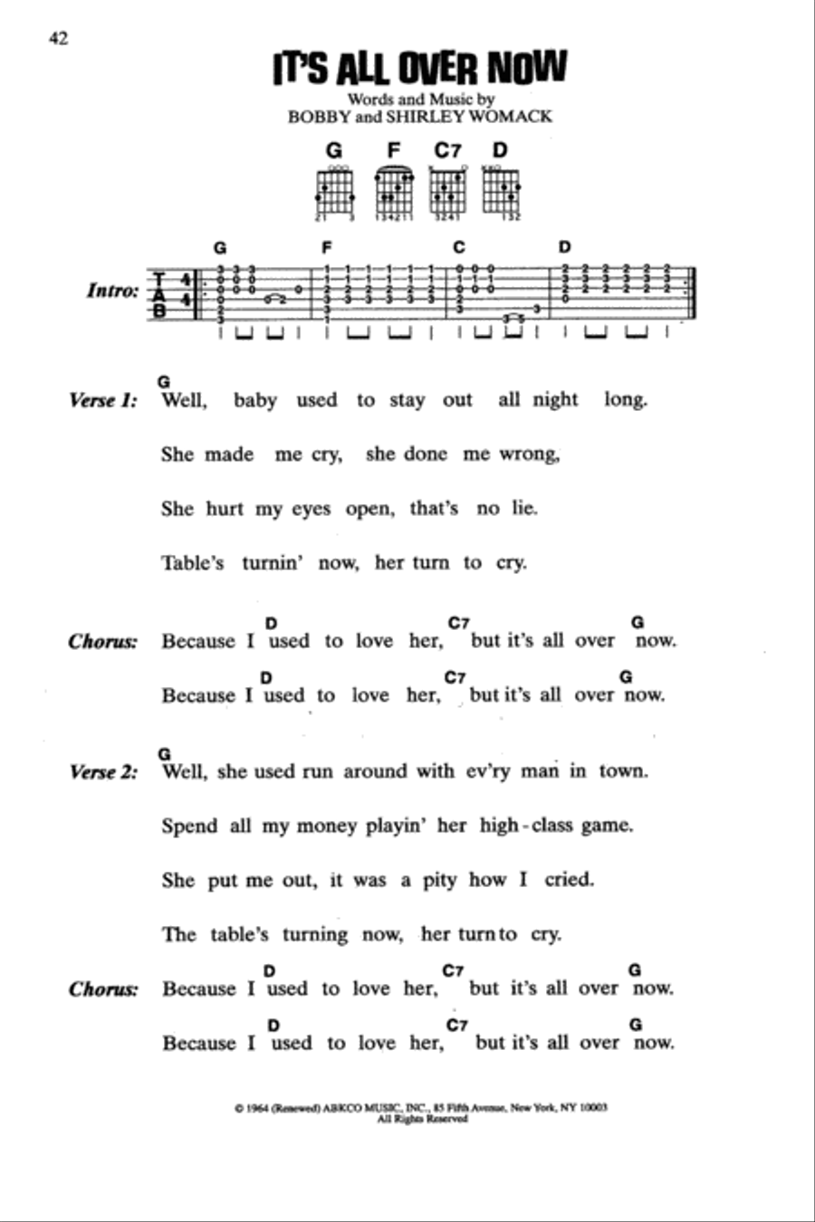 It's All Over Now Guitar scores gallery preview page 1