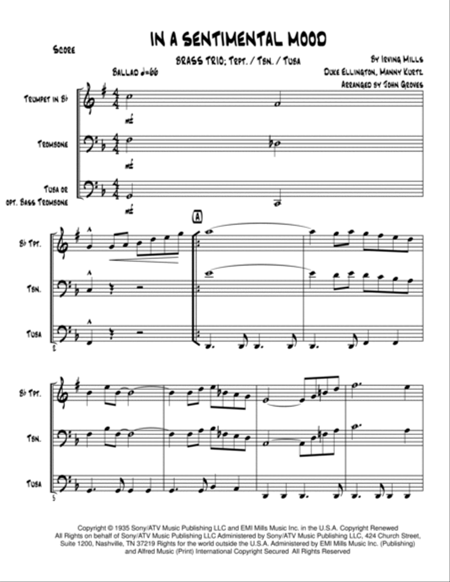 In A Sentimental Mood Brass Ensemble scores gallery preview page 2