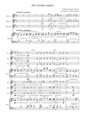 Ave verum corpus（Wolfgang Amadeus Mozart／ Arrange songs trio choir into works for three flute