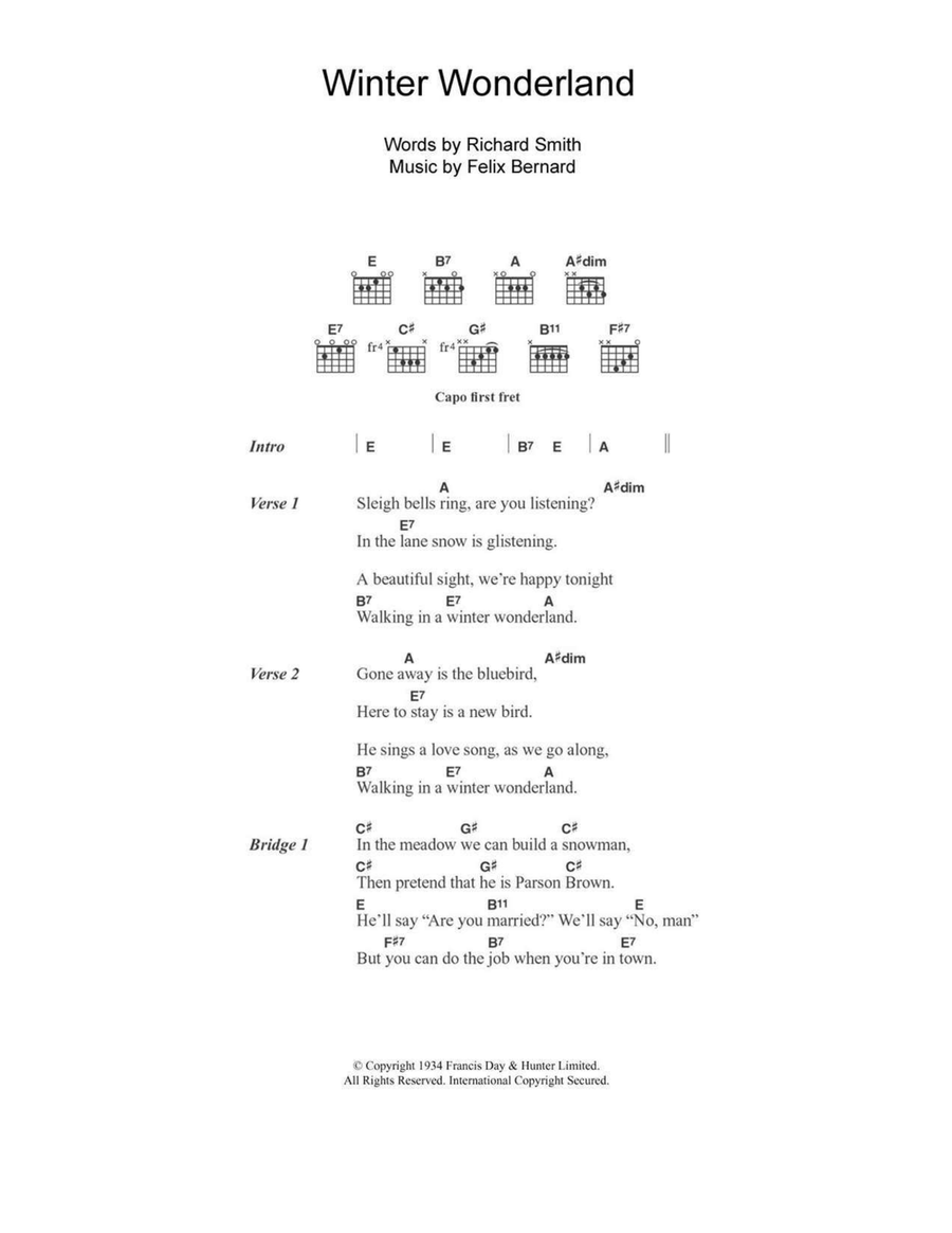 Winter Wonderland Easy Guitar scores gallery preview page 1
