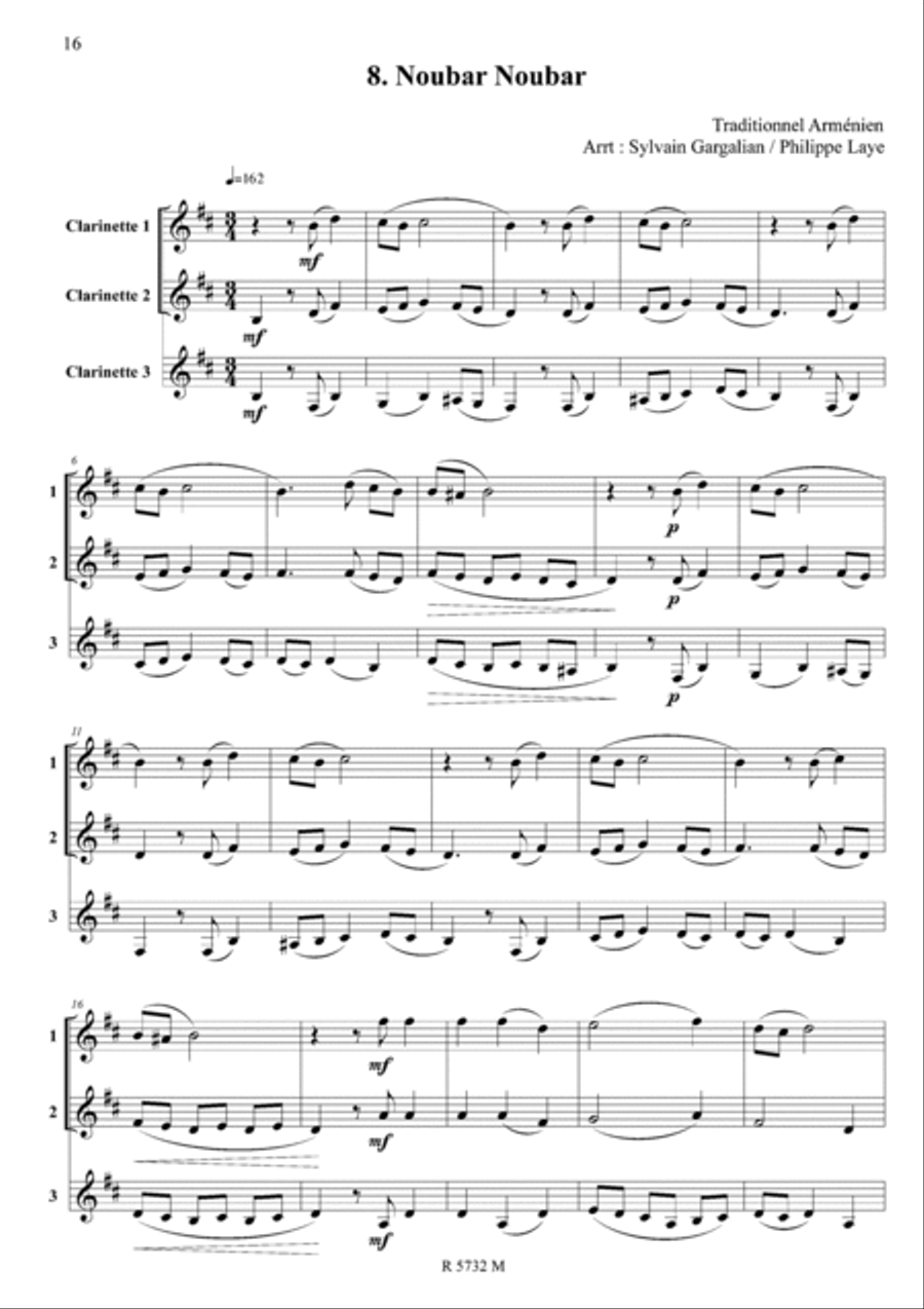 Easy armenian folk tunes for 2/3 clarinets Clarinet scores gallery preview page 9