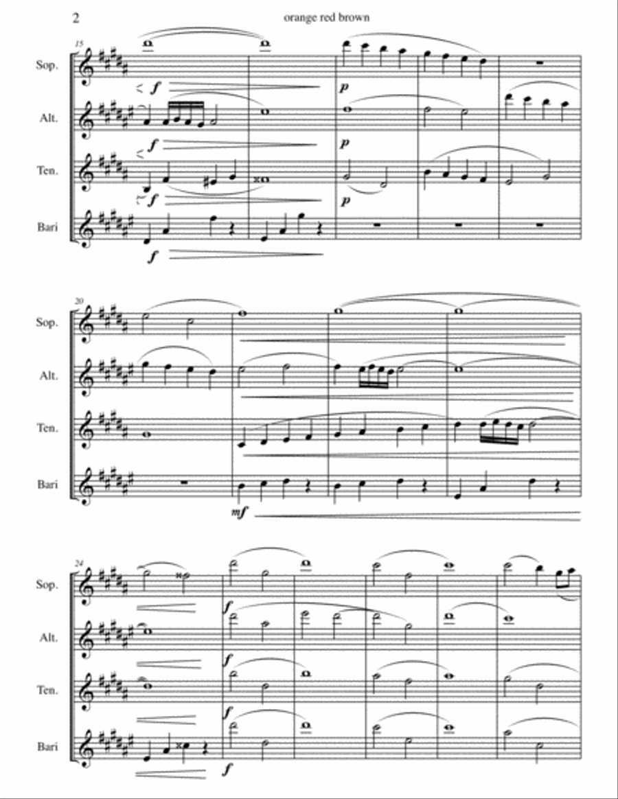 orange red brown Woodwind Quartet scores gallery preview page 2