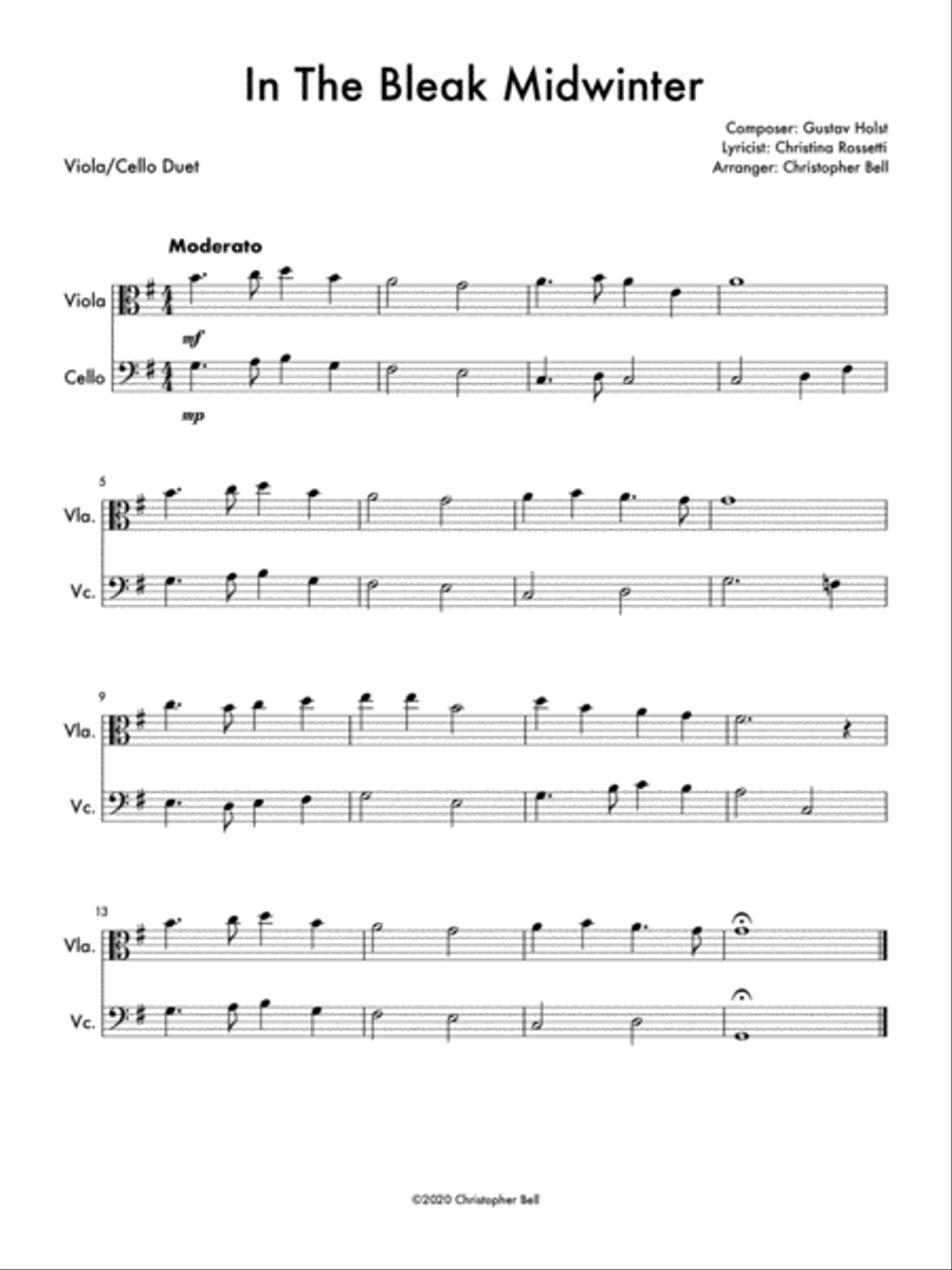 In The Bleak Midwinter (Viola/Cello Duet) String Duet scores gallery preview page 1