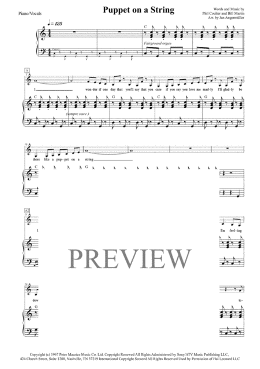 Puppet On A String Puppet On A String Voice scores gallery preview page 1