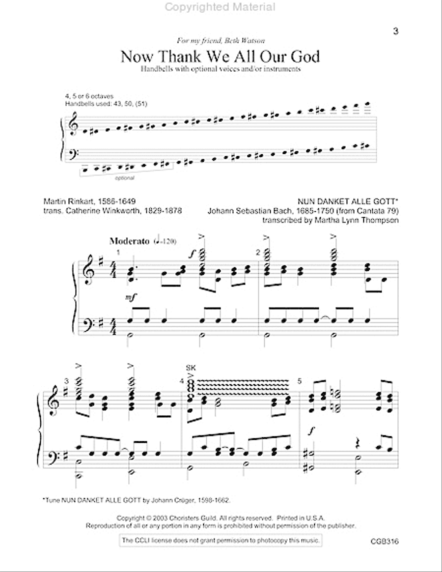 Now Thank We All Our God Handbell Choir scores gallery preview page 2