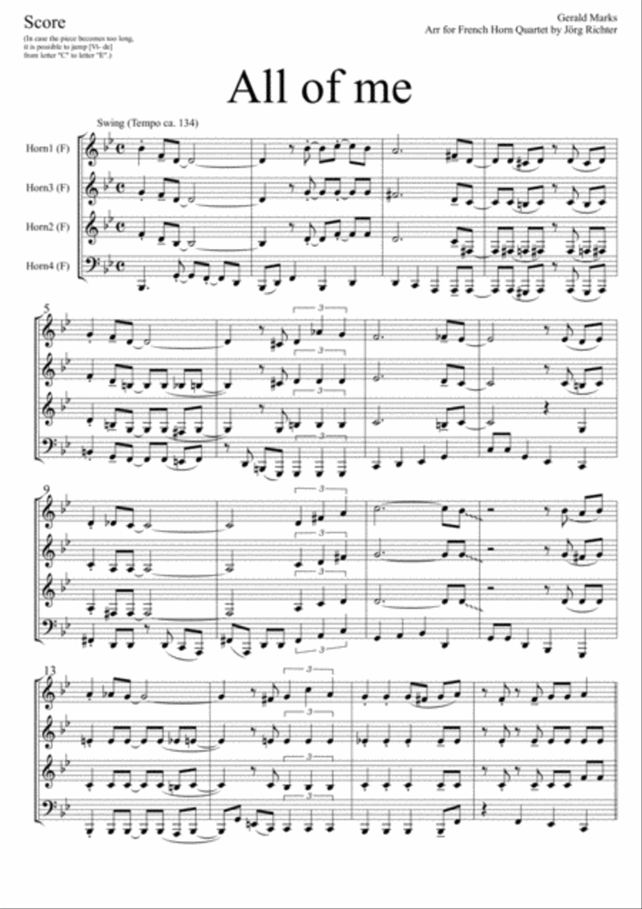 All Of Me Brass Quartet scores gallery preview page 2
