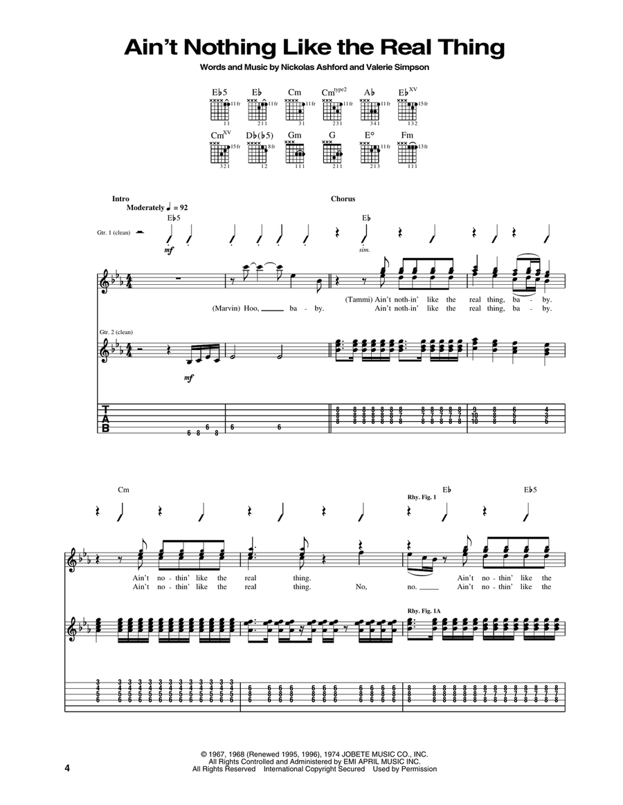 Ain't Nothing Like The Real Thing Acoustic Guitar scores gallery preview page 1