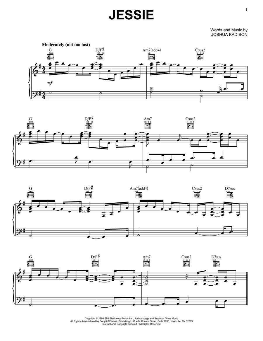 Jessie Piano, Vocal, Guitar scores gallery preview page 1