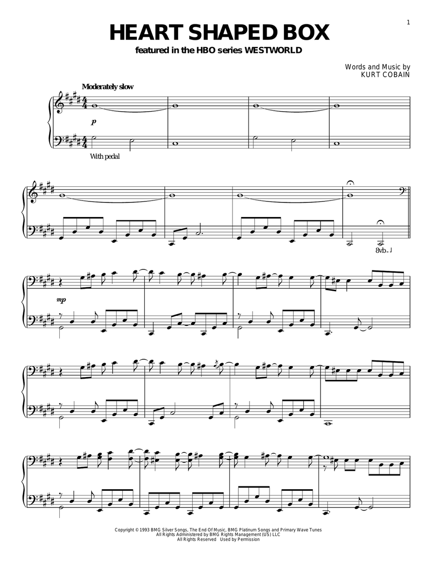 Heart Shaped Box (from Westworld) Piano Solo scores gallery preview page 1