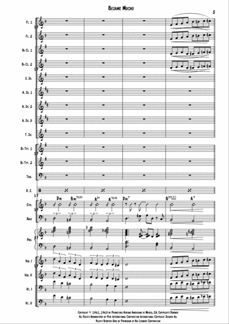 Besame Mucho (Kiss Me Much) Large Ensemble scores gallery preview page 6