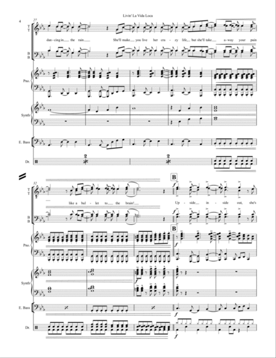 Livin' La Vida Loca Small Ensemble scores gallery preview page 4