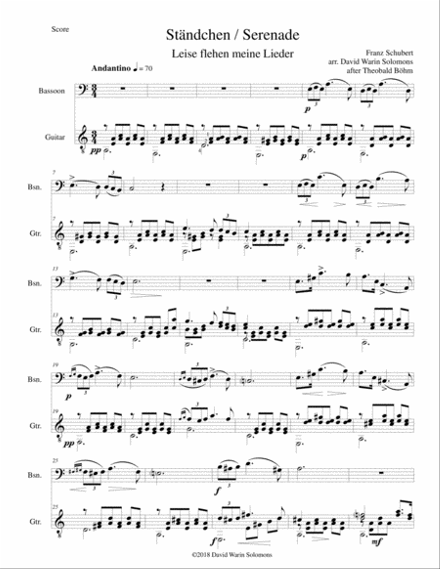 Ständchen (Serenade) (after Theobald Böhm) for bassoon and guitar Bassoon scores gallery preview page 1