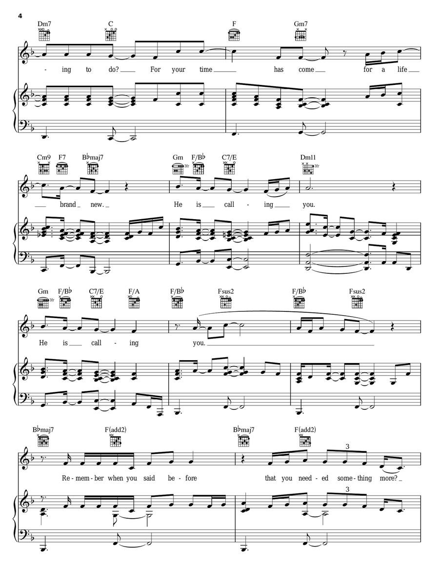 He's Calling You Piano, Vocal, Guitar scores gallery preview page 4