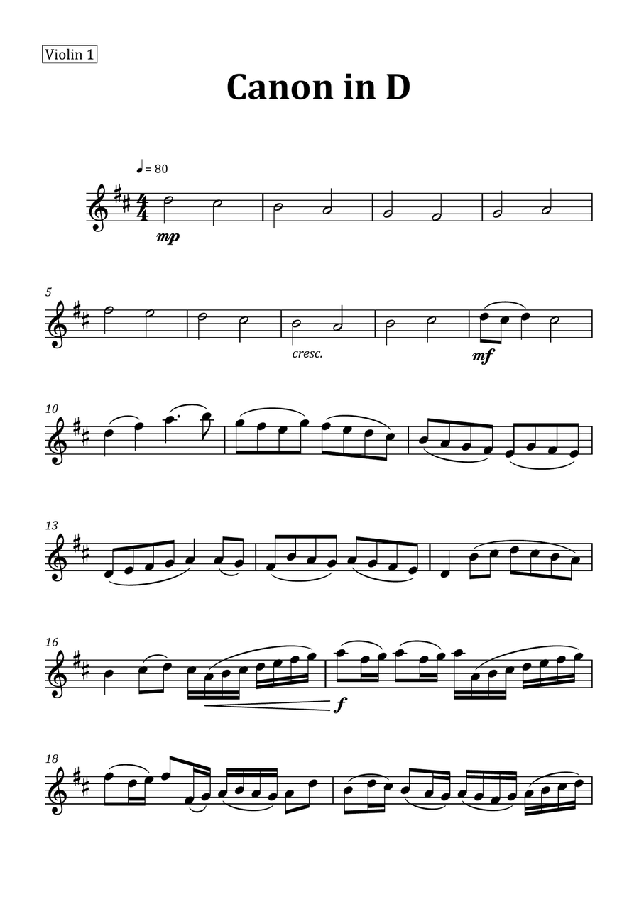 Canon by Pachelbel - String Quintet with Piano and Chord Notation String Orchestra scores gallery preview page 6