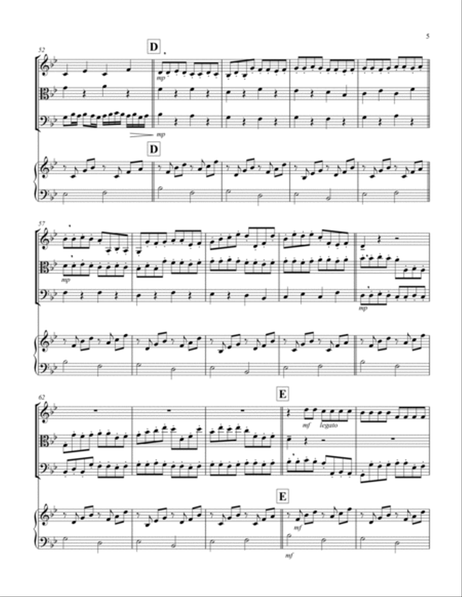 Canon (Pachelbel) (Bb) (String Trio - 1 Violin, 1 Viola, 1 Cello), Keyboard) String Trio scores gallery preview page 5