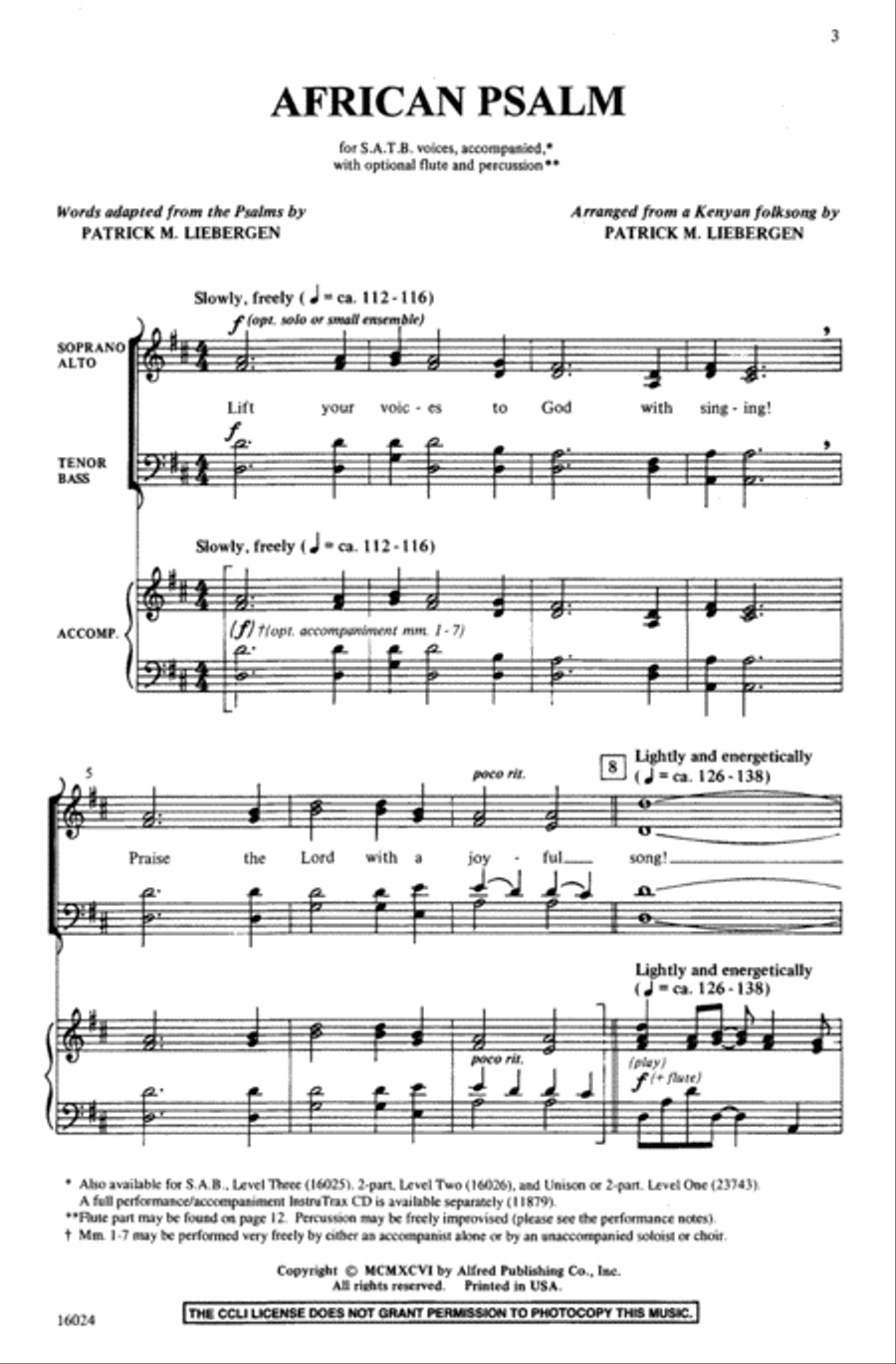 African Psalm African Psalm 4-Part scores gallery preview page 3