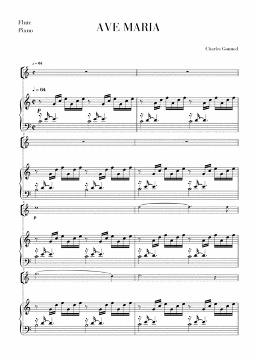 Ave Maria for Flute Flute Solo scores gallery preview page 1