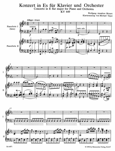 Concerto, No. 14 E flat major, KV 449