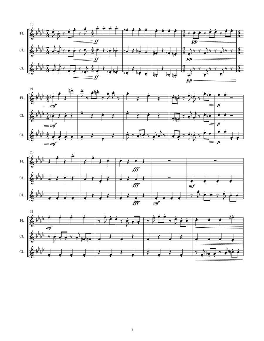 Metro - For Flute and Two Clarinets Small Ensemble scores gallery preview page 2