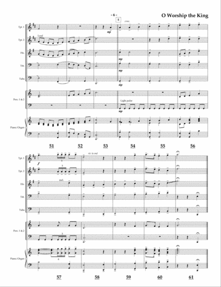 O Worship the King for Brass Quintet Brass Quintet scores gallery preview page 6