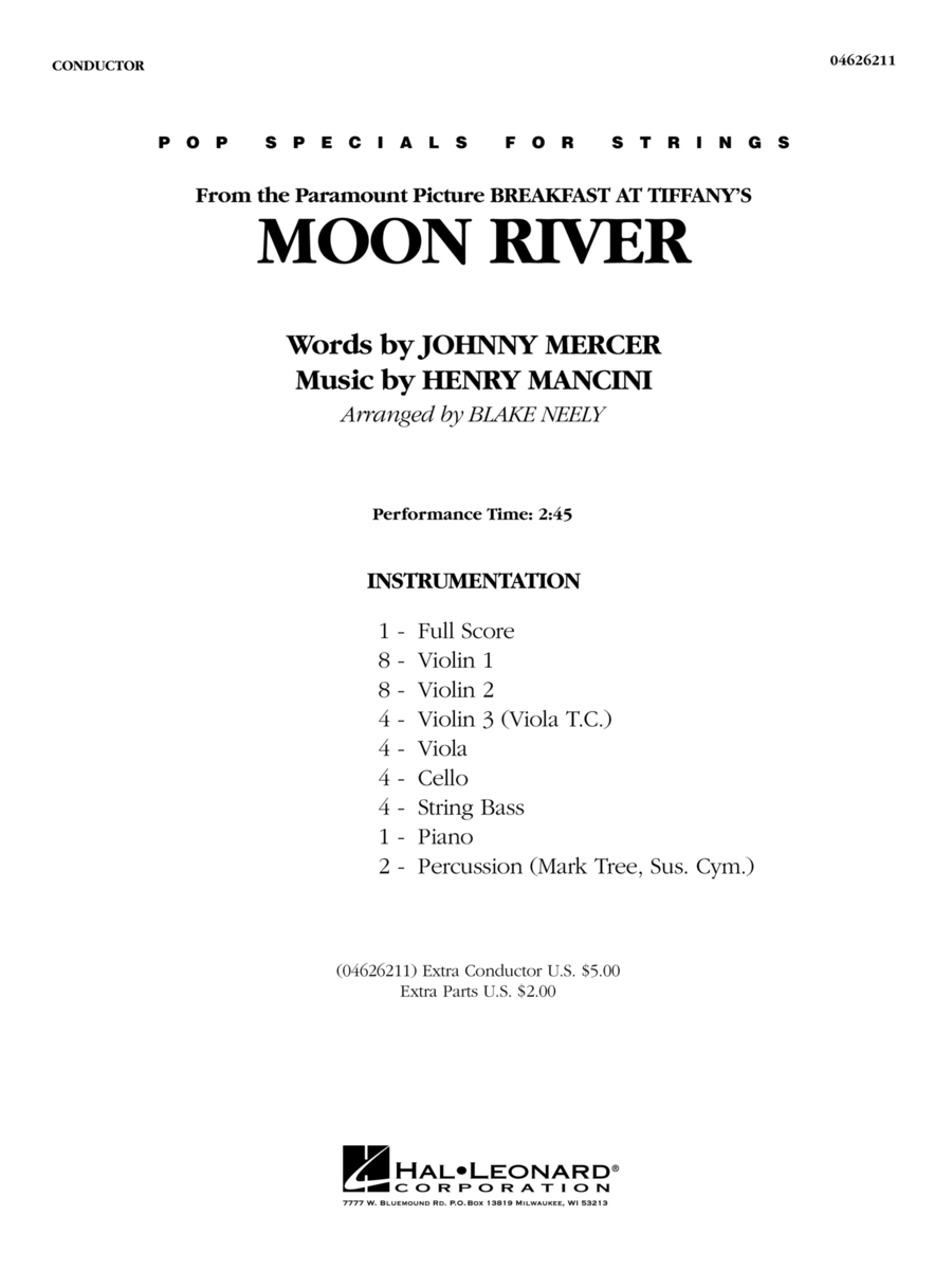 Moon River (from Breakfast at Tiffany's) (arr. Blake Neely) - Full Score String Orchestra scores gallery preview page 1