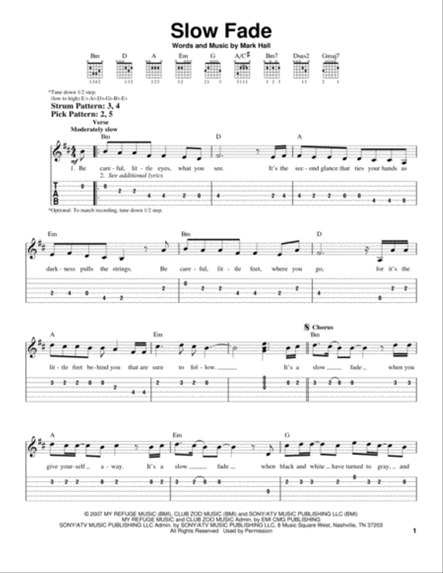Slow Fade Slow Fade Acoustic Guitar scores gallery preview page 1
