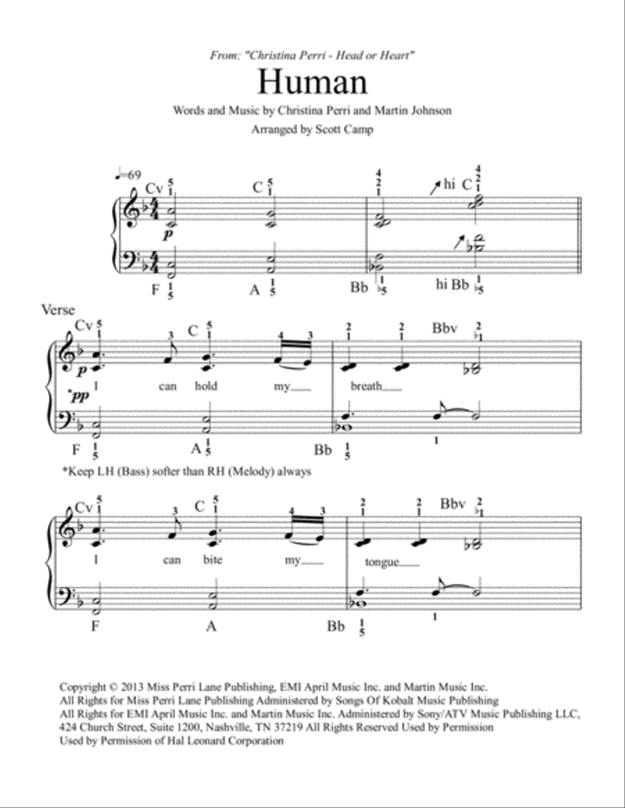 Human Easy Piano scores gallery preview page 1