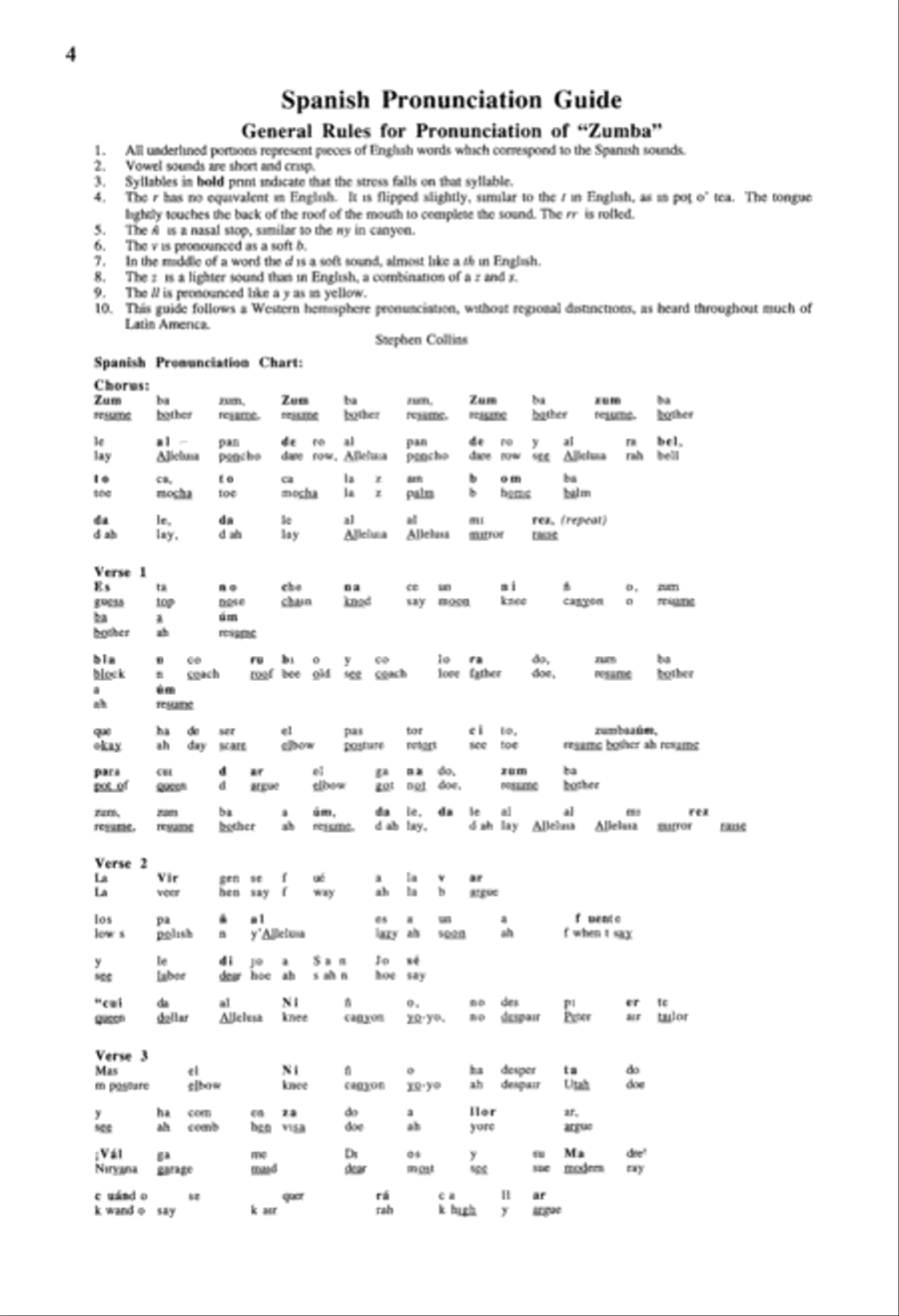Zumba, Zumba Zumba, Zumba Unison Choir scores gallery preview page 4