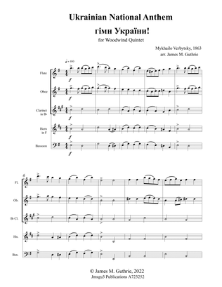 Ukrainian National Anthem for Woodwind Quintet