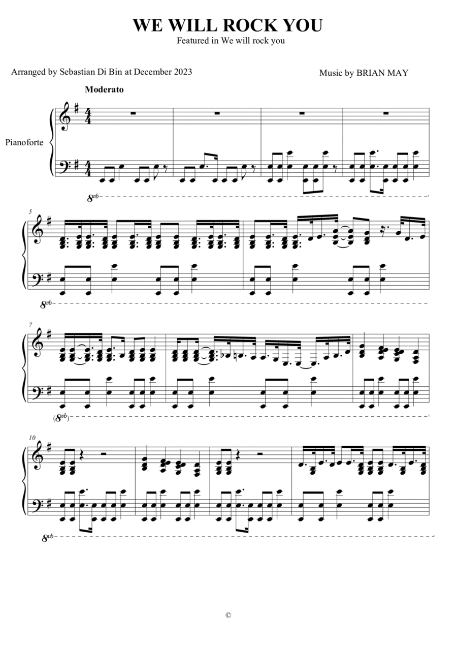 We Will Rock You Piano scores gallery preview page 1
