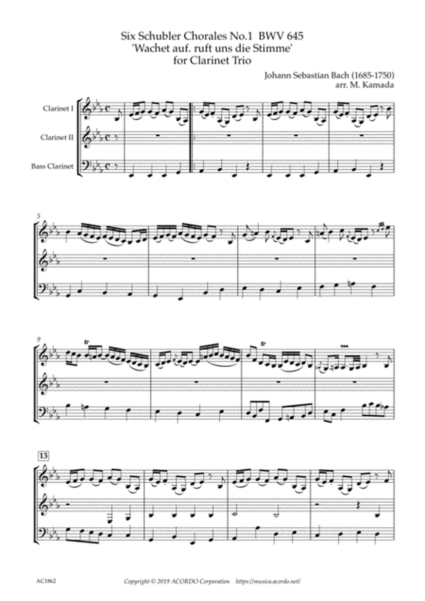 Six Schubler Chorales No.1 BWV645 'Wachet auf. ruft uns die Stimme' for Clarinet Trio image number null