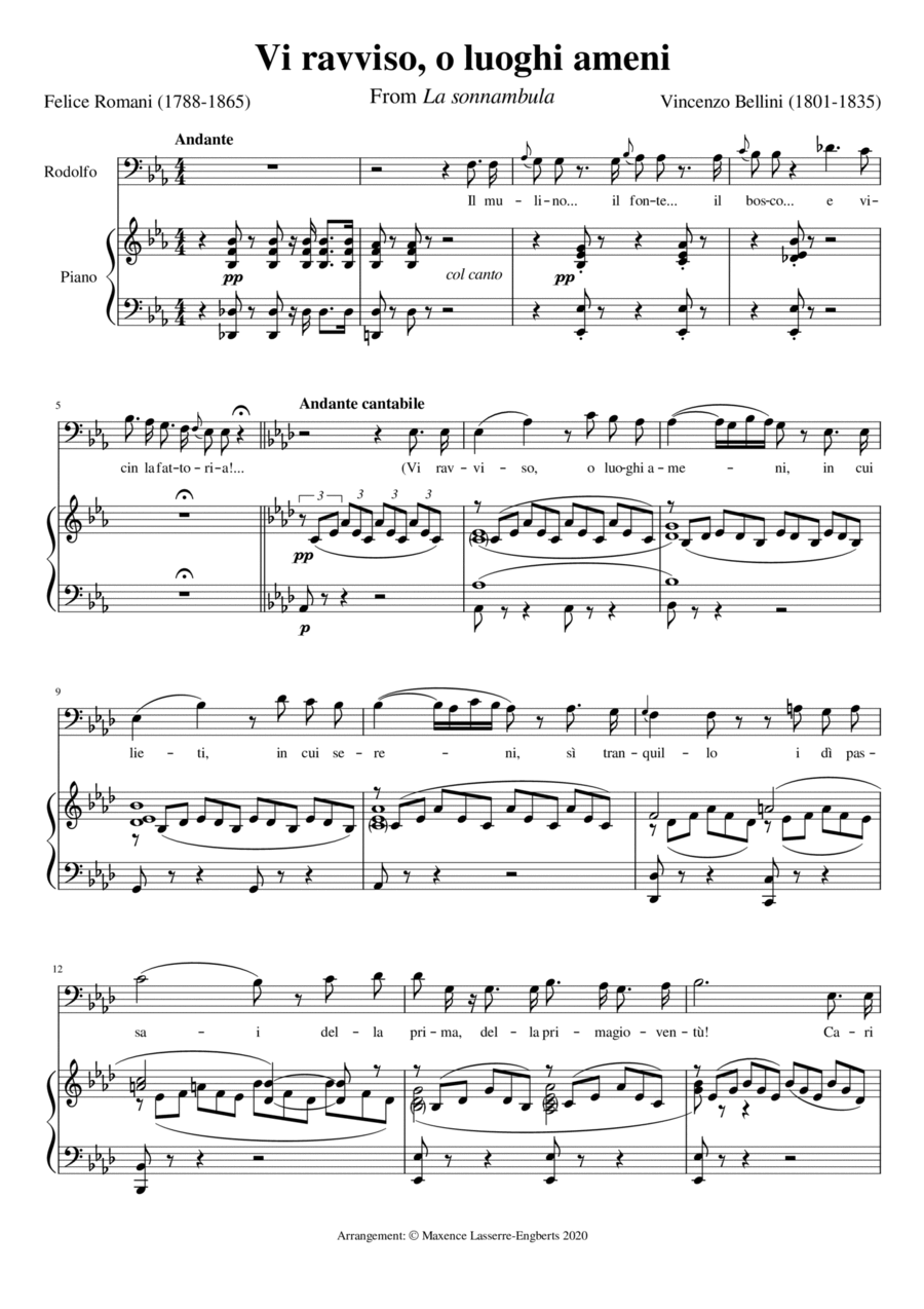 Vi ravviso, o luoghi ameni (La sonnambula) Bass Voice scores gallery preview page 1