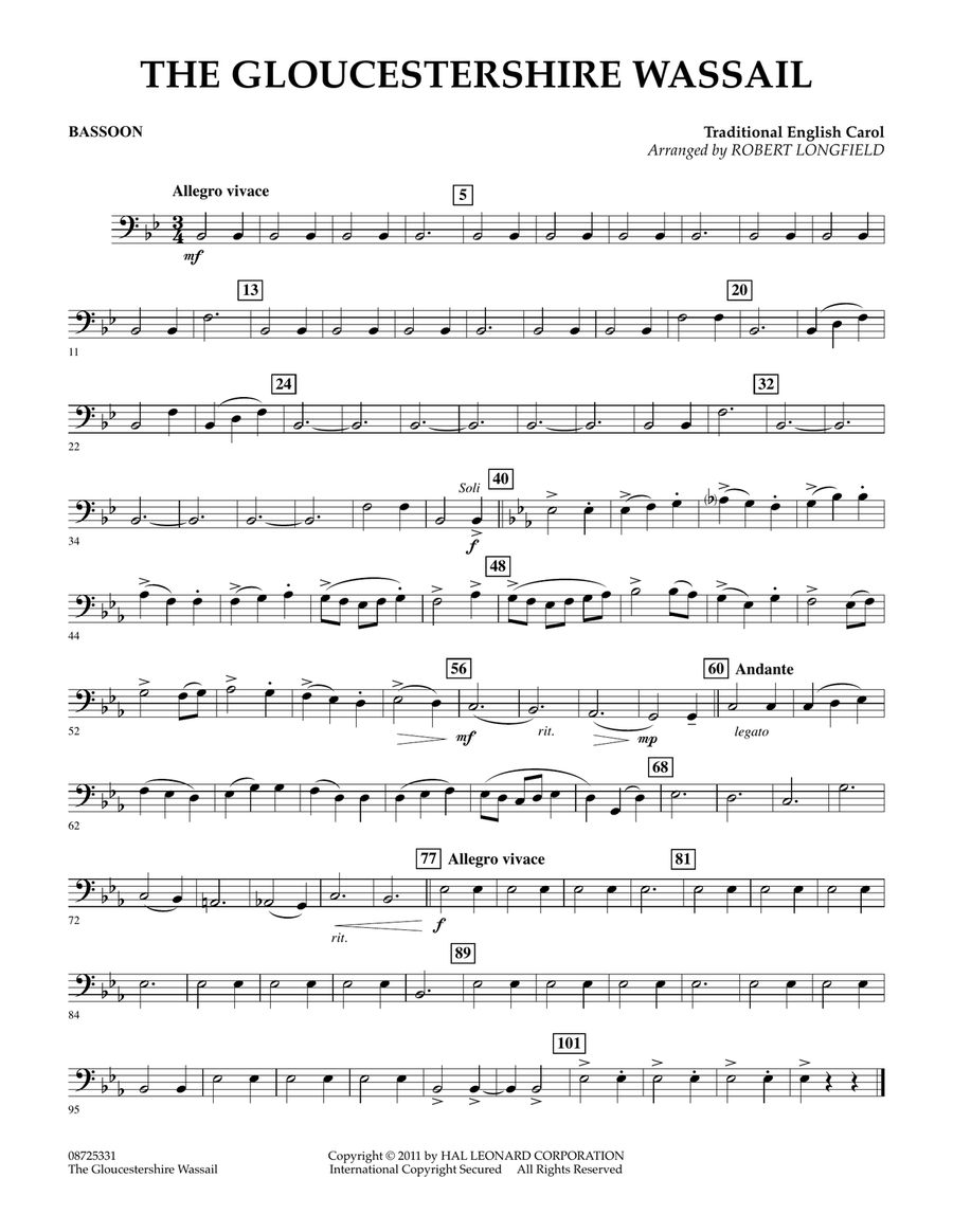 The Gloucestershire Wassail - Bassoon Concert Band scores gallery preview page 1