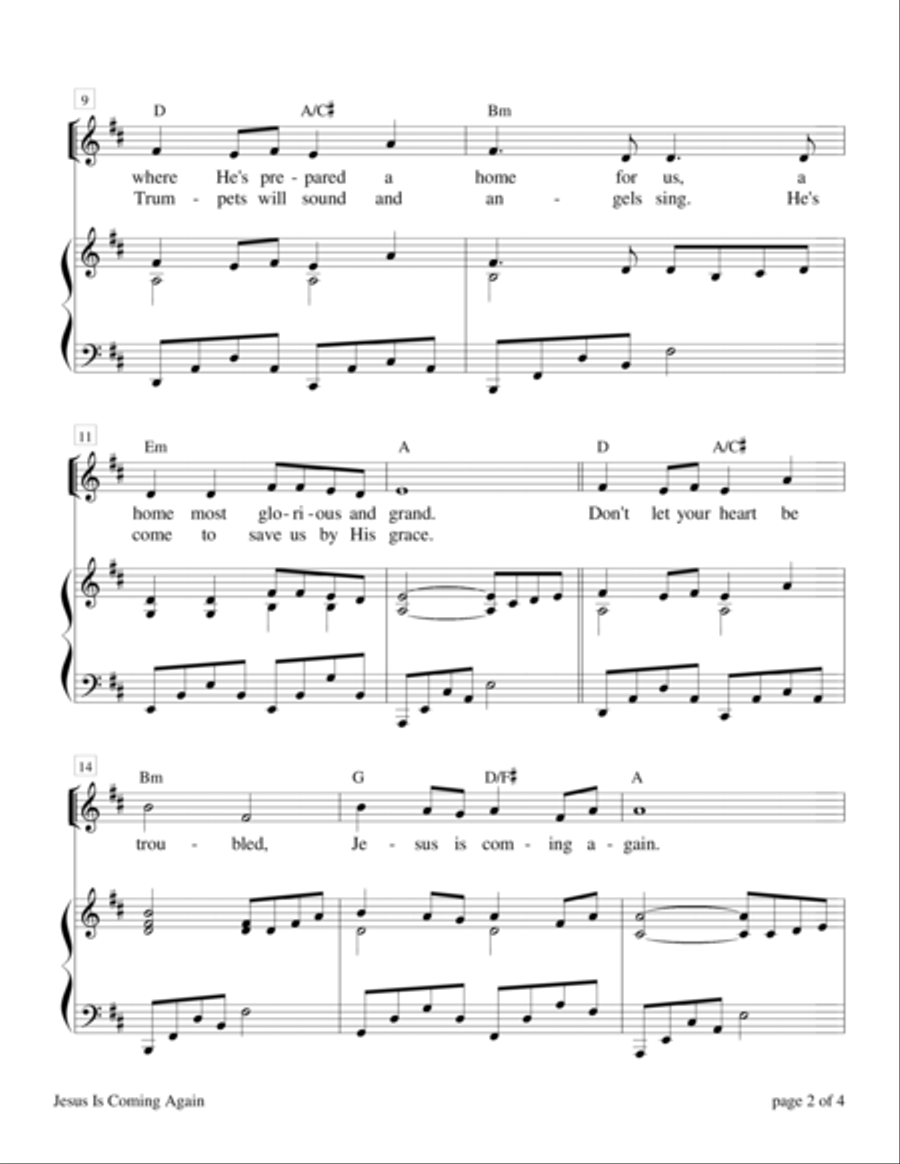 Jesus Is Coming Again Piano, Vocal, Guitar scores gallery preview page 2