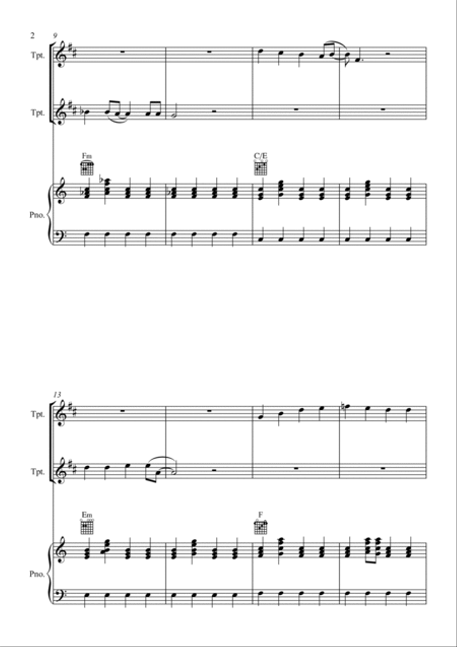 Santa Can't You Hear Me Trumpet Duet scores gallery preview page 2