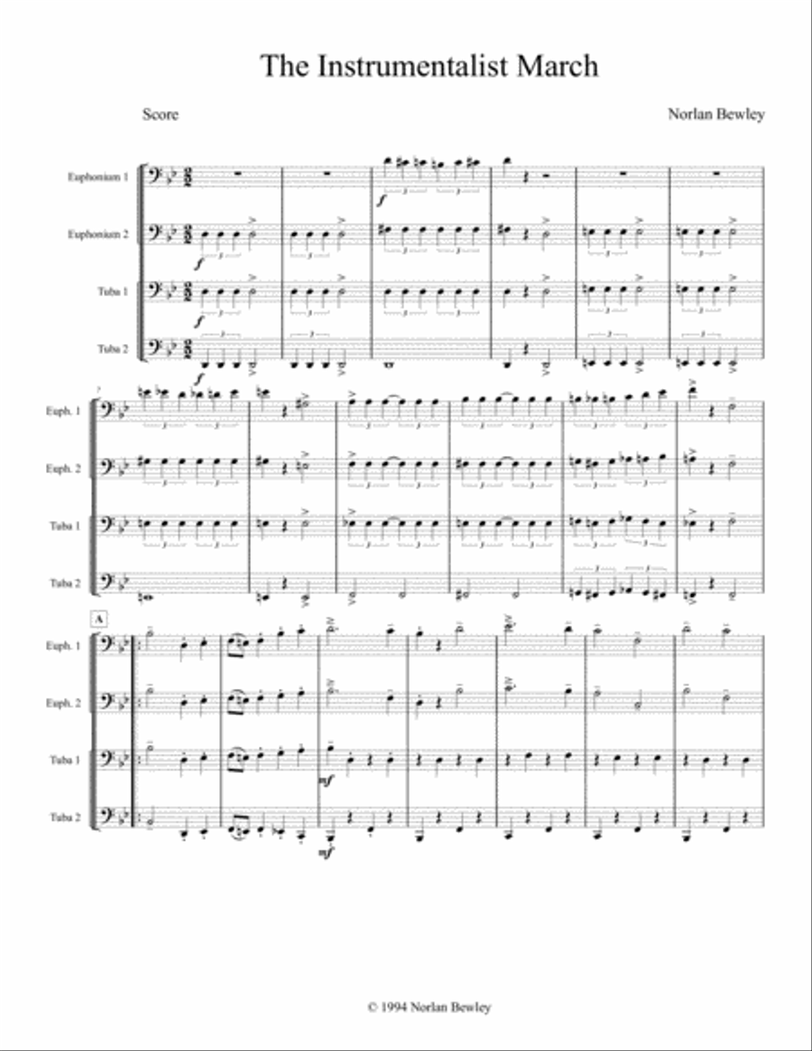 Instrumentalist March - Tuba/Euphonium Quartet Brass Ensemble scores gallery preview page 1