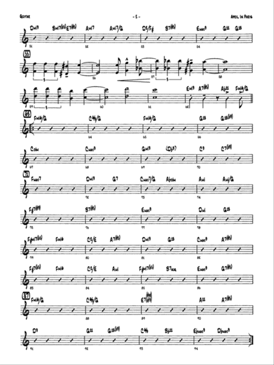 April in Paris: Guitar Jazz Ensemble scores gallery preview page 2