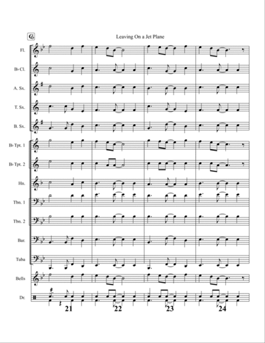 Leaving On A Jet Plane Marching Band scores gallery preview page 6