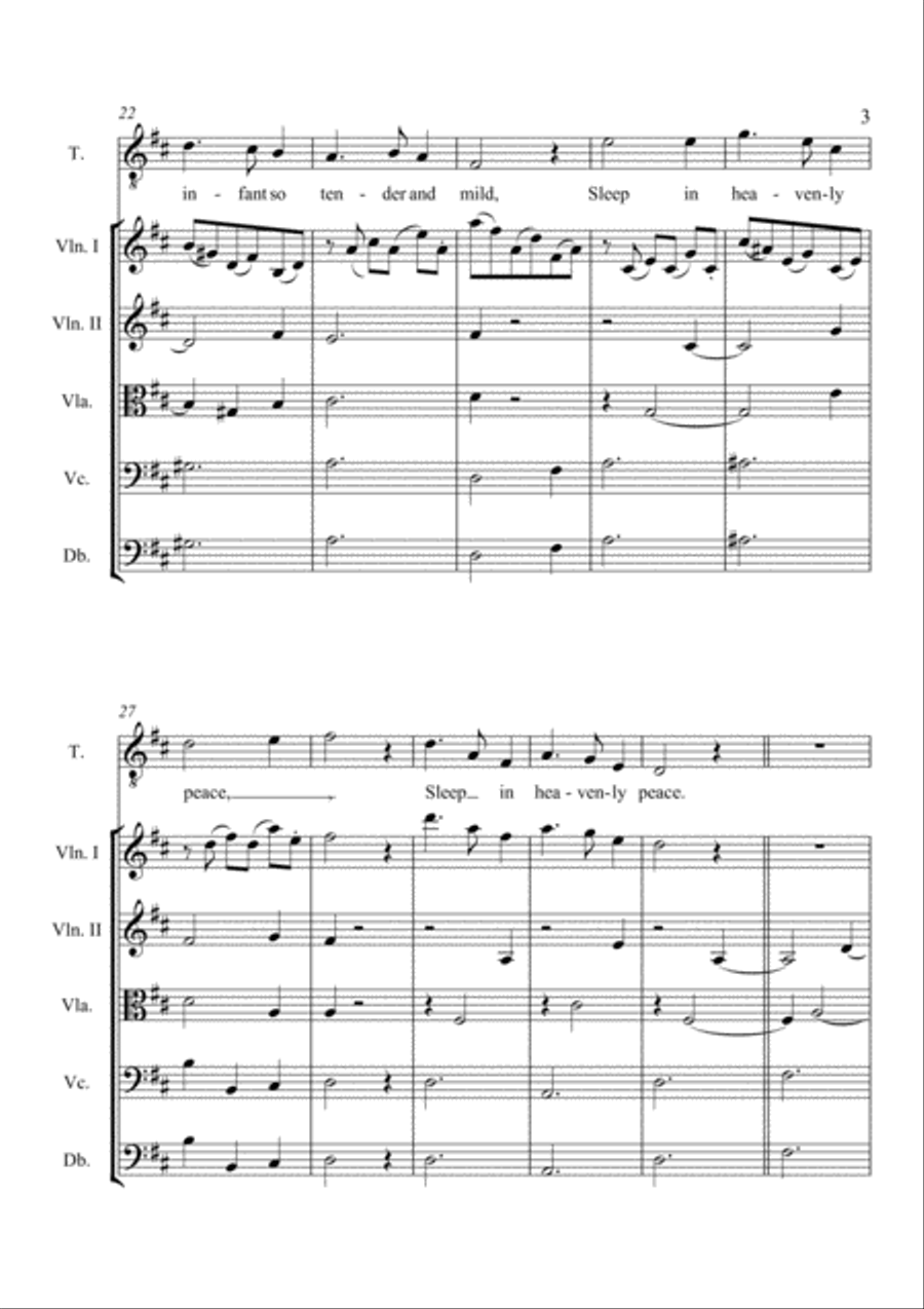 Silent Night For Tenor voice with String Orchestra accompaniment String Orchestra scores gallery preview page 4