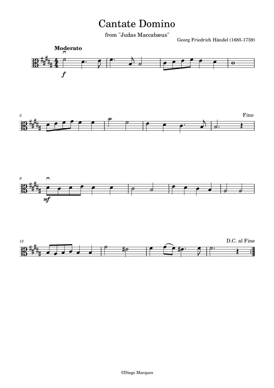 Cantate Domino in B Viola Solo scores gallery preview page 1