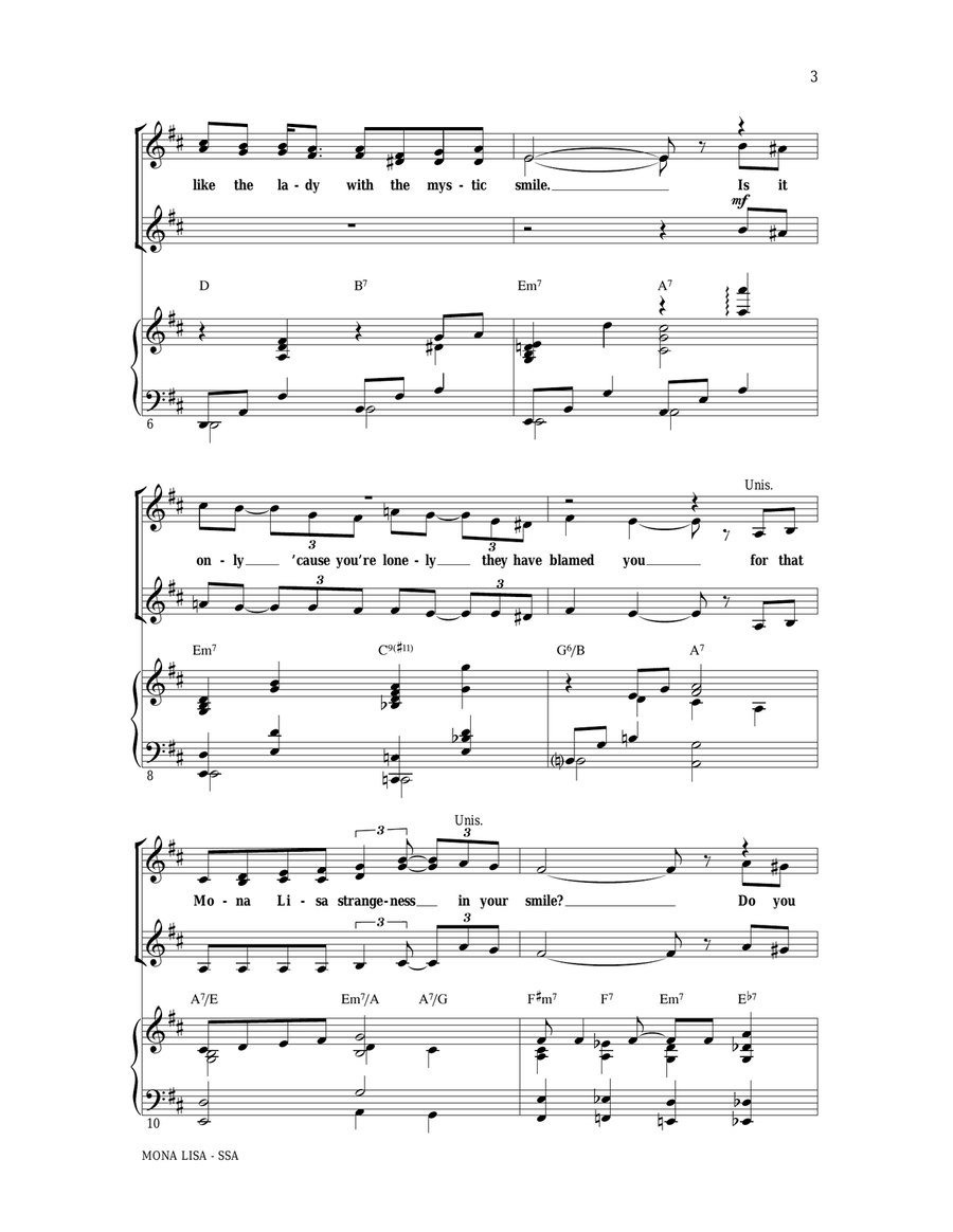 Mona Lisa Mona Lisa SSA scores gallery preview page 2