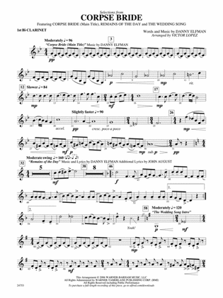 Corpse Bride, Selections from: 1st B-flat Clarinet